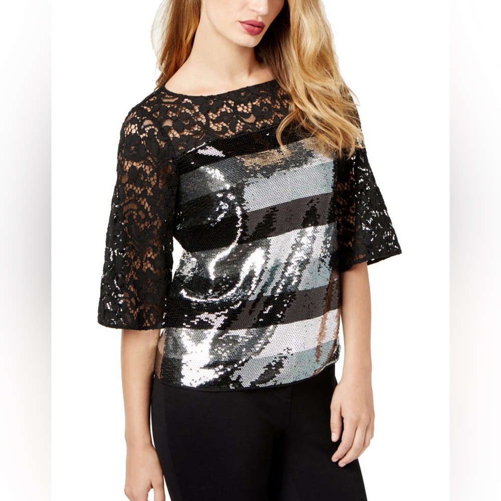 SB by Sachin & Babi Sequin & Lace Top Sz Large